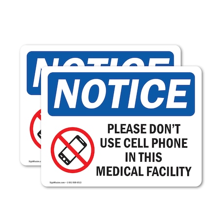 Signmission Please Don't Use Cell Phone Sign With Symbol, 7 in W x Rectangle, Vinyl Decal OS-2PACK-NS-D-57-L-17436
